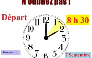HORAIRE DES SORTIES CYCLO